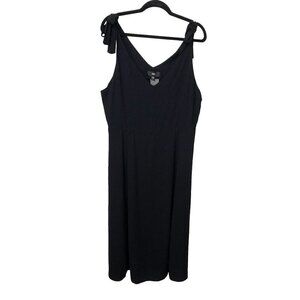Mossimo Dress XXL Midi Black Sleeveless Shoulder Ties Goth Witch Pockets NEW NWT
